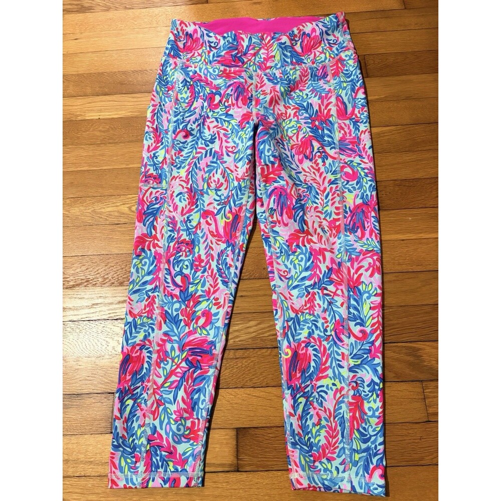 Lilly Pulitzer Size L Luxletic Weekender Crop Leggings Tropical Floral